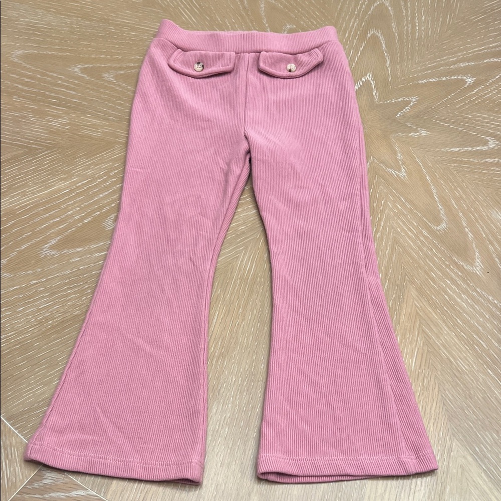 Pink Kids Flared Ribs leggings